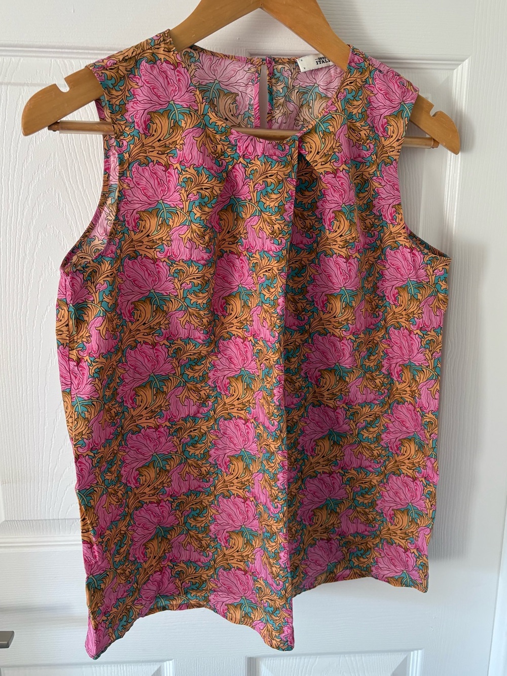 0039 Italy Sleeveless Cotton Poplin Blouse Size M